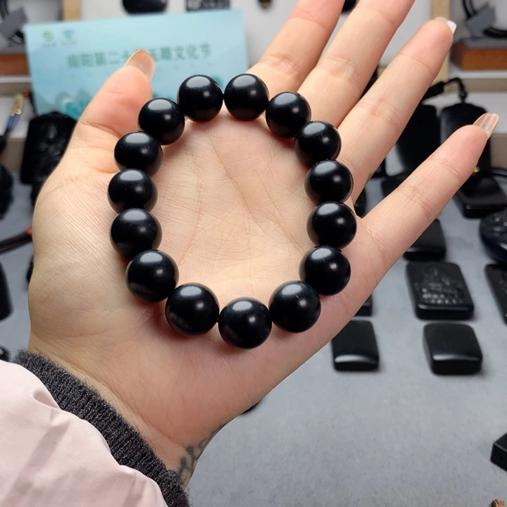 和田玉（墨玉）未镶嵌手串特价14mm