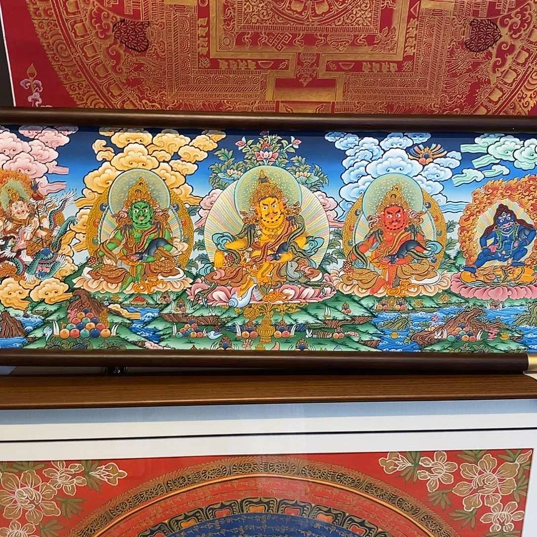 三***龙卷轴画纯手绘唐卡五路财神50✖️20厘米左右