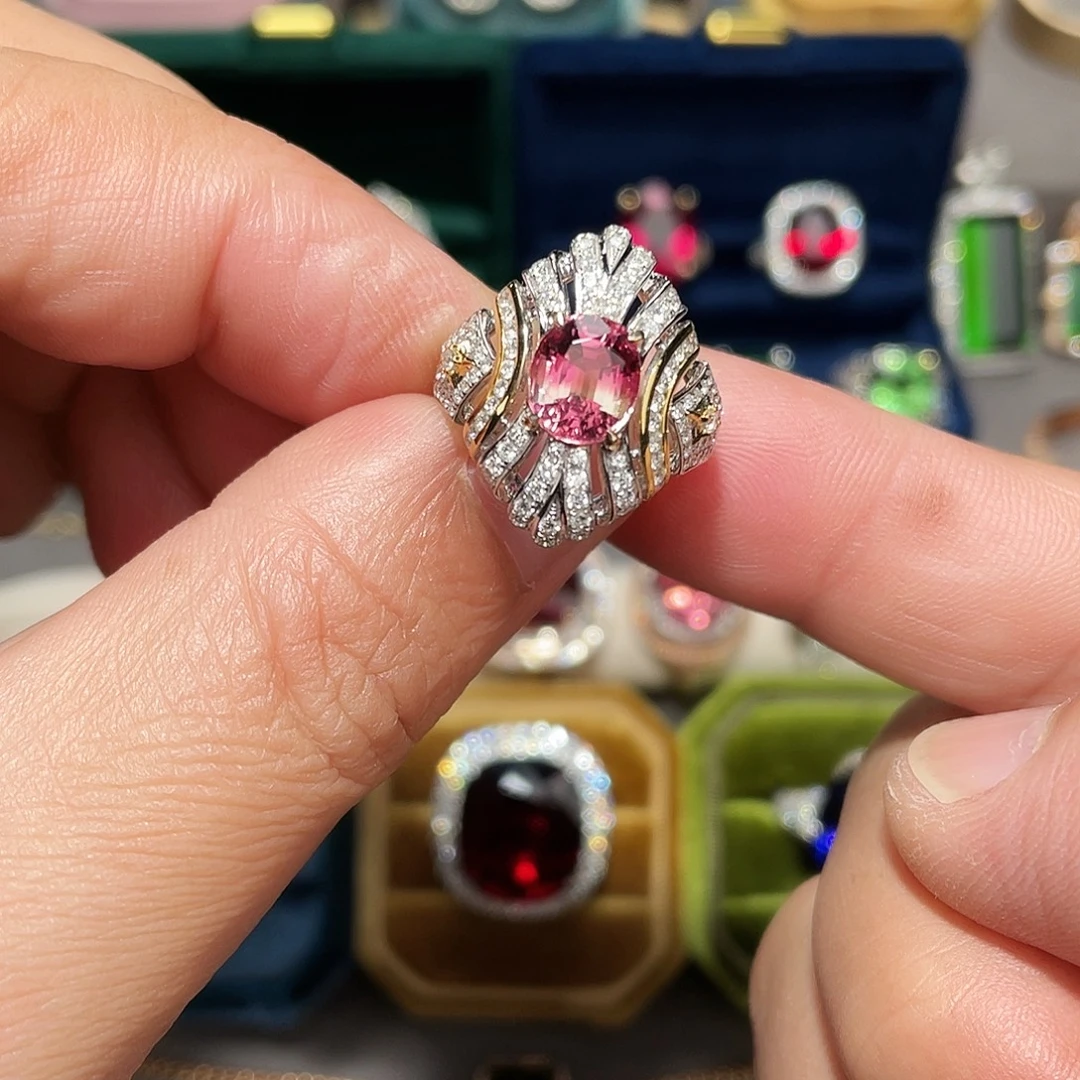 戒指碧玺18K金镶嵌2.05ct