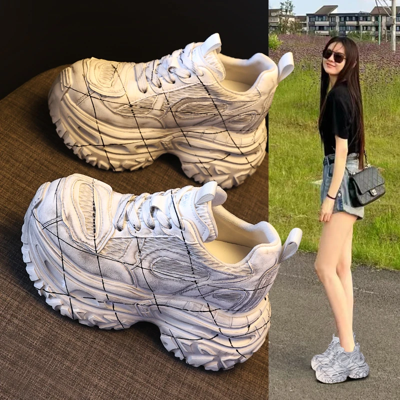 7917-13厚底内增高复古时尚老爹鞋女2025秋季新款11cm运动休闲鞋