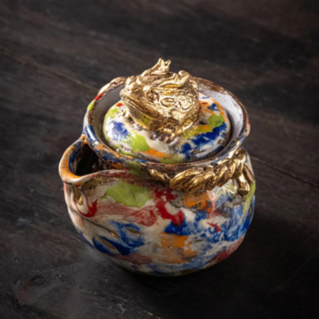 纯手工志野烧茶壶复古描金粗陶家用宝瓶