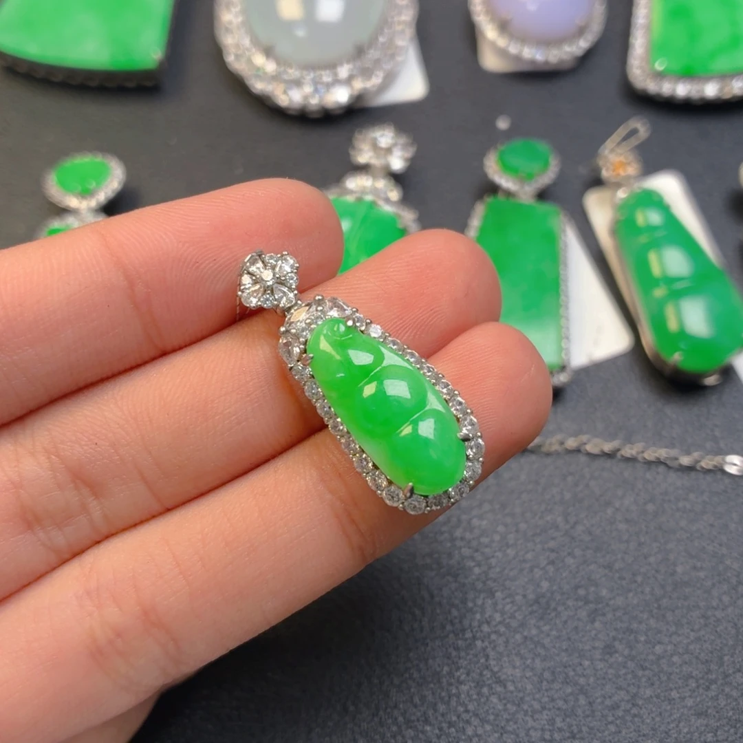 翡翠银S925镶嵌吊坠(不含链)