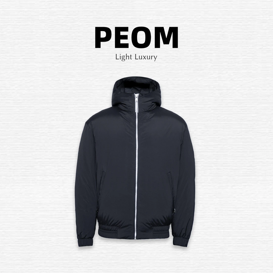 877812 【90白鹅绒】男士连帽鹅绒服保暖极简风拼绵羊皮厚款羽绒服