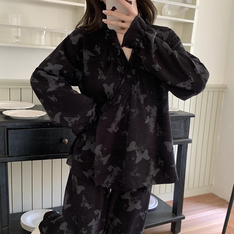 睡衣女款爆款2025新款春秋季舒适可外穿大码长袖家居服甜美风套装