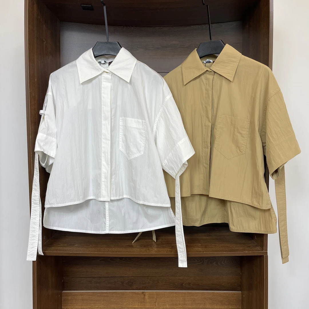 luo家皮标拼接短袖衬衫