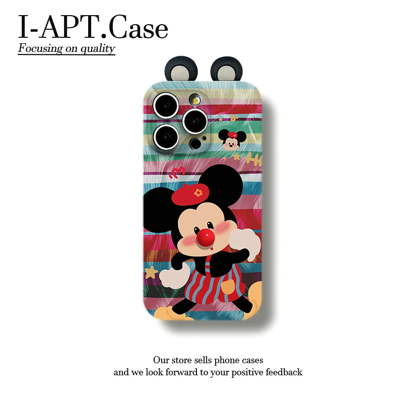 羽纱彩条行走米奇菲林软壳适用iPhone苹果16手机壳华为oppo小米vi