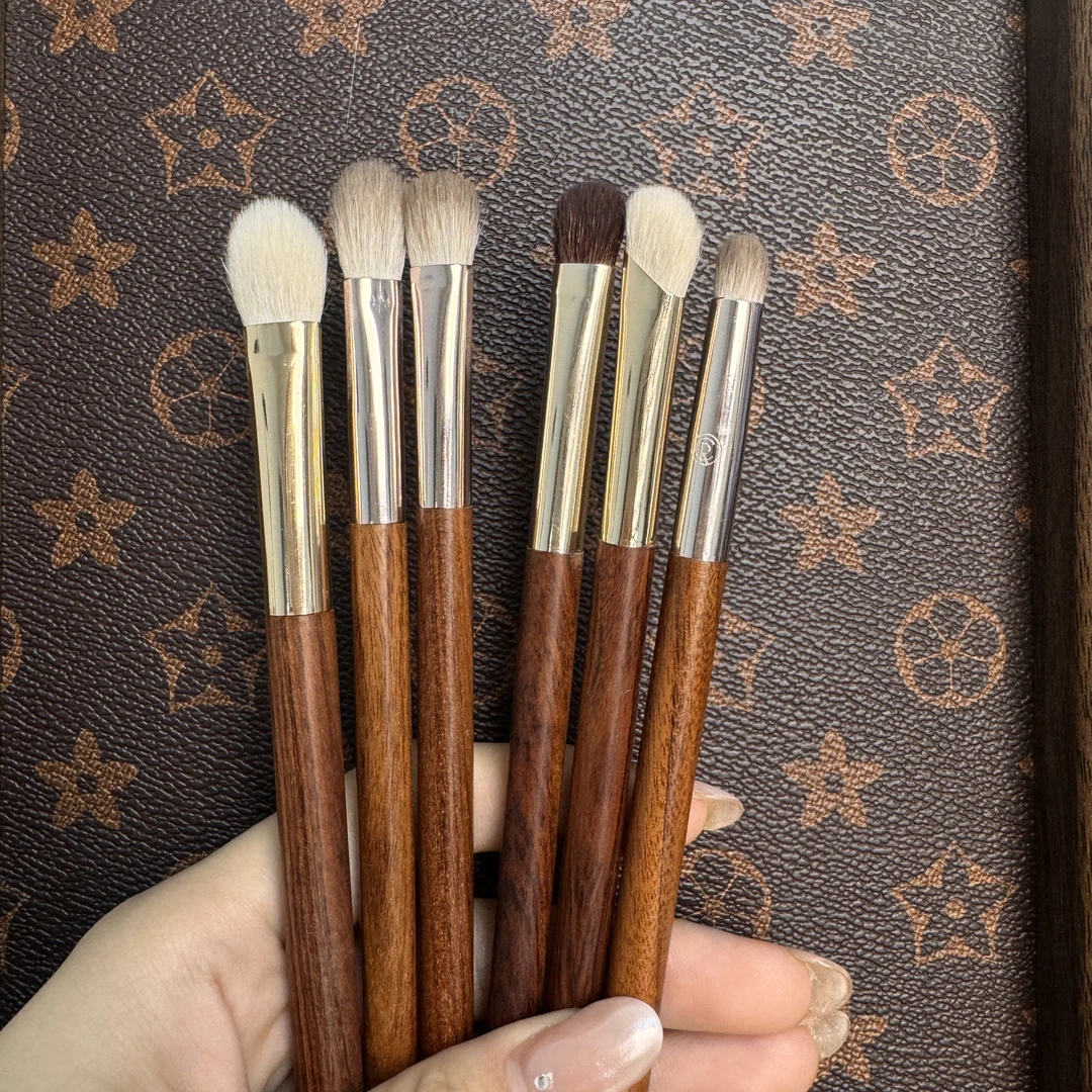 主播定制9支小化妆刷高端黄狼细光峰羊毛绿檀红贵宝实木柄