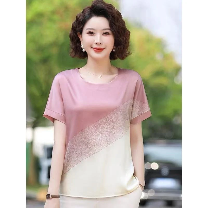 冰丝缎定位印花小衫600549