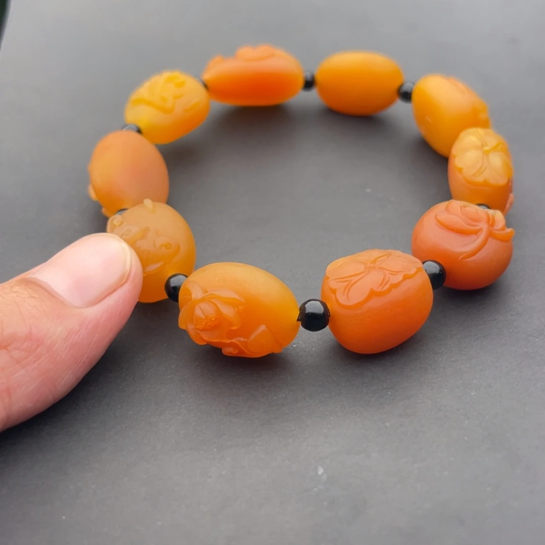 一***~石英岩玉未镶嵌黄蜡石手串