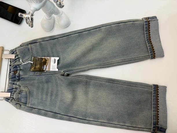 女童加绒牛仔长裤