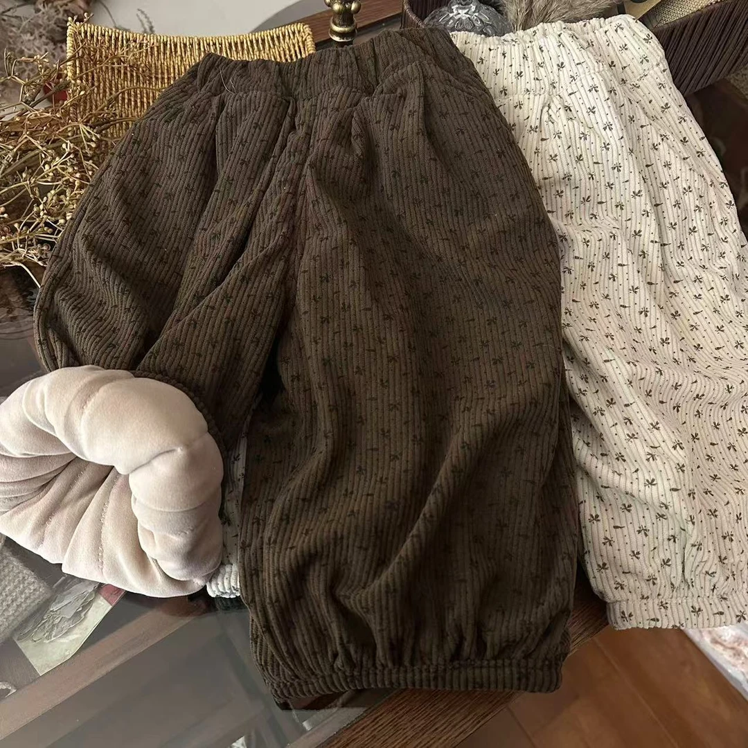 现货【DDM】儿童棉裤~碎花韩系宽松棉裤休闲裤冬季24807