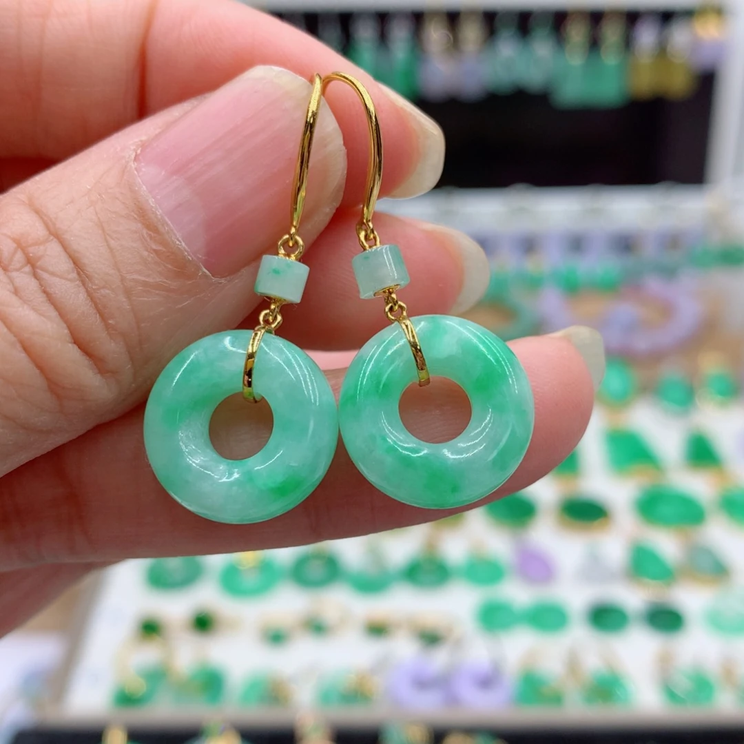 翡翠18K金镶嵌耳饰