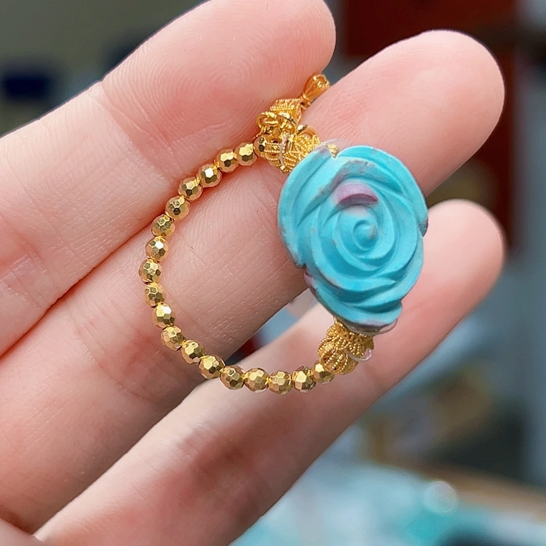 绿松石珠宝奇石18K金镶嵌