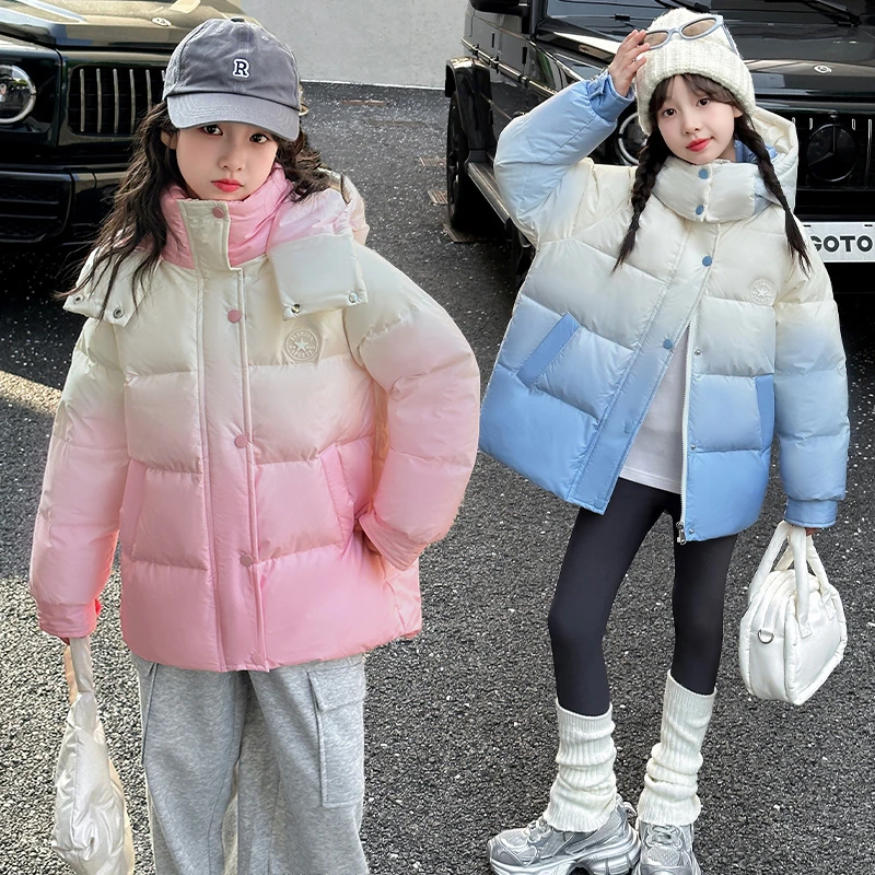 女童羽绒服冬季2025新款洋气时髦中大儿童冬装加厚白鸭绒免洗外套
