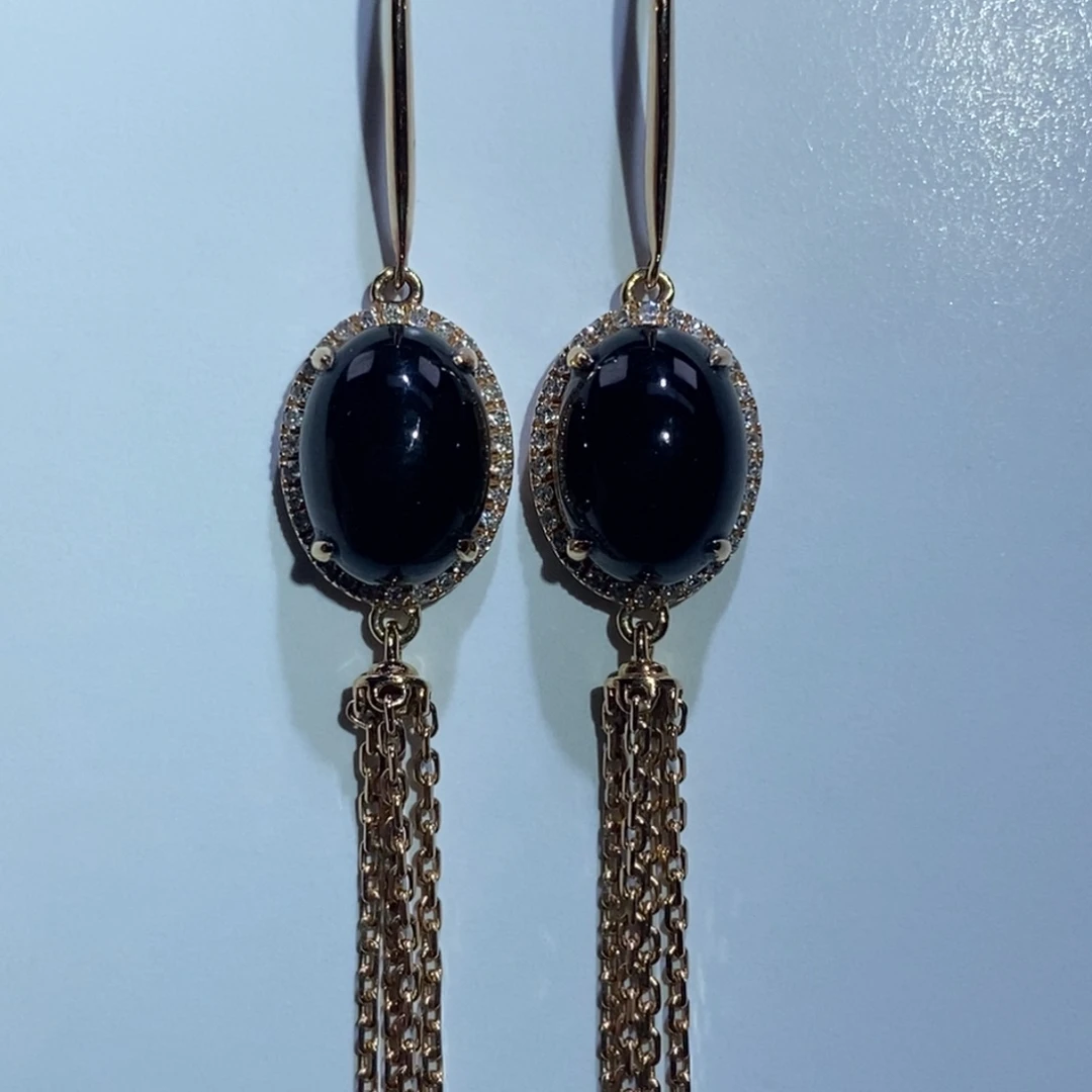 18K金镶嵌翡翠耳饰