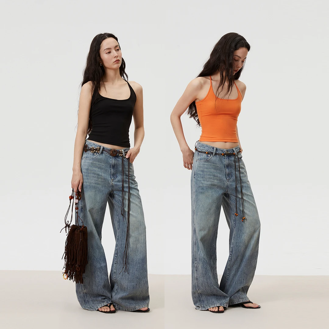 INRM 细肩带工字背心女夏季百搭遮副乳弹力修身打底吊带衫