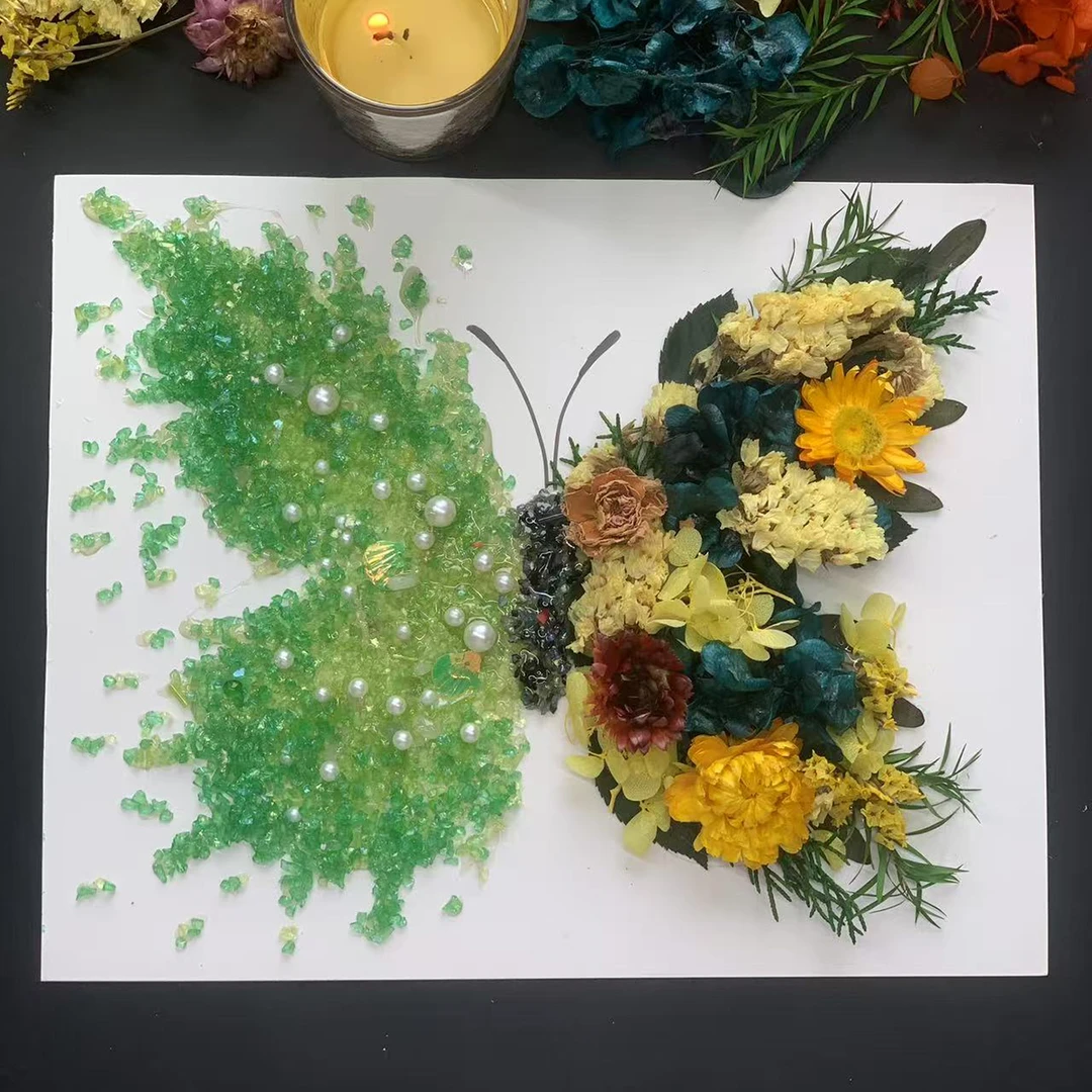 立体蝴蝶水晶干花蝴蝶相框diy画框手工礼物材料包送女朋友男