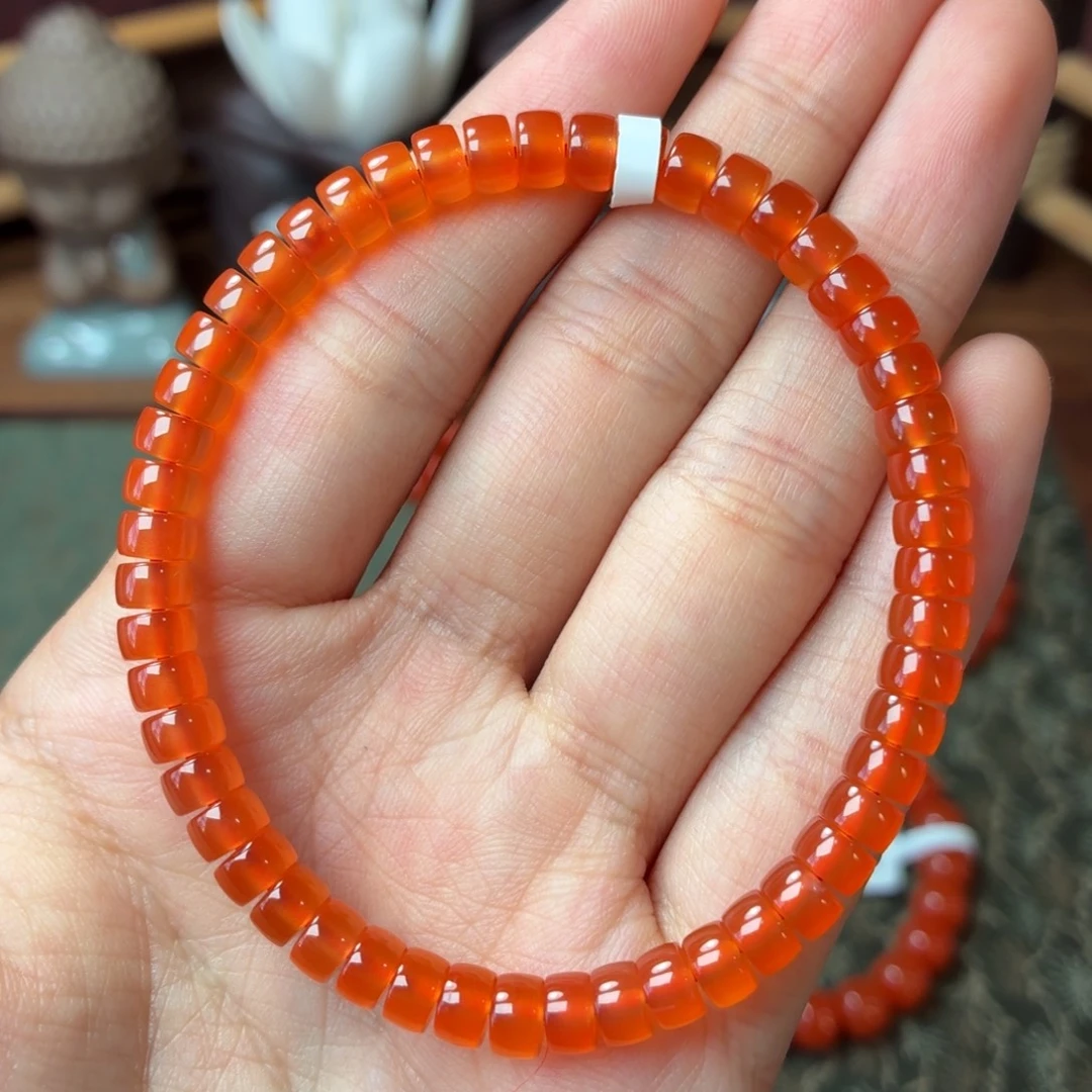 南红玛瑙未镶嵌手串保山原矿南红小庄冰红直切卡5+