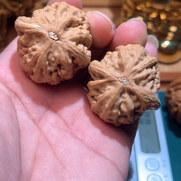 清***笑把件文玩核桃红锦鲤