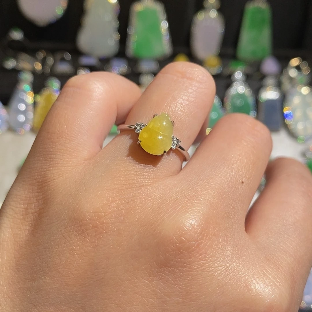 翡翠戒指银S925镶嵌天然翡翠