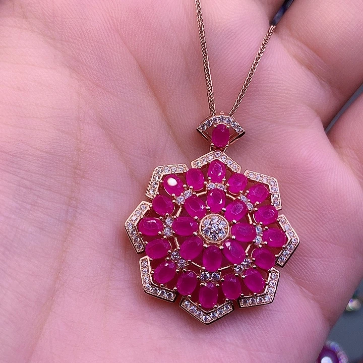 红宝石银S925镶嵌颈饰