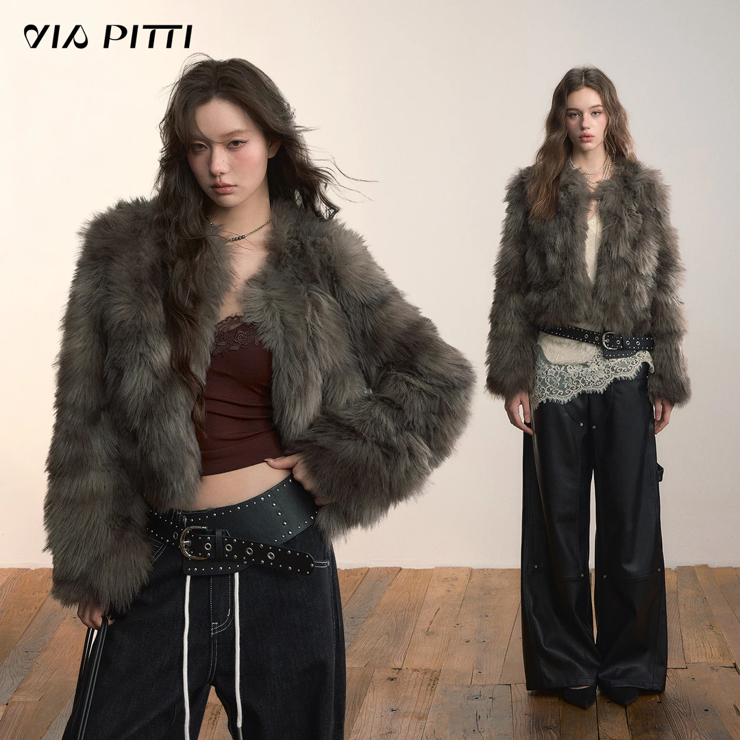 ViaPitti 人造皮草 【官方专属】高级灰绿色环保皮草VIADC583