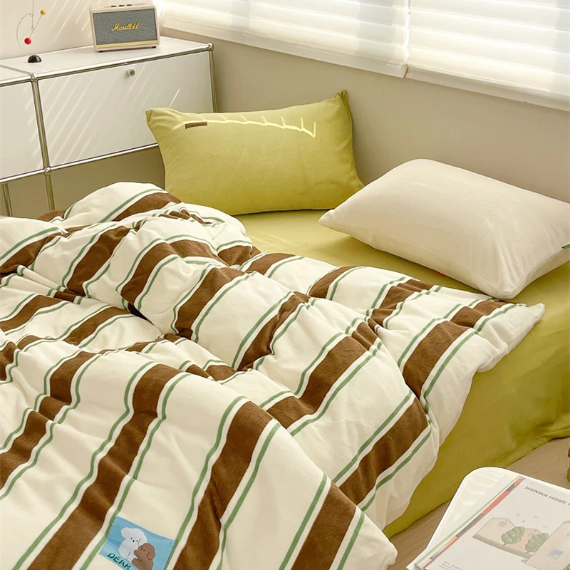 亲爱的小狗原创美拉德风奶油绒四件套冬保暖毛绒床单被套美式复古