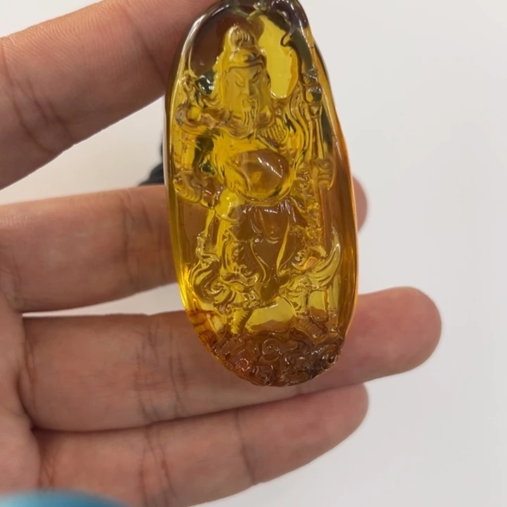 于***羽琥珀颈饰未镶嵌琥珀吊坠