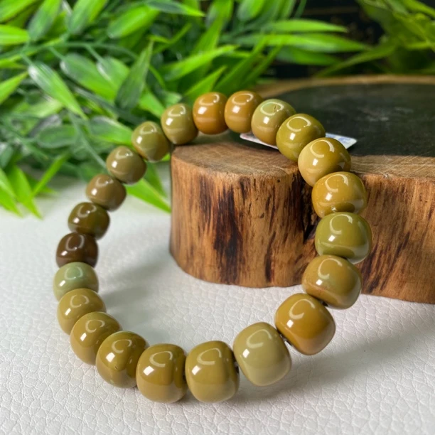 天然原矿绿松石老型珠手串10mm重31.8克高瓷高色料质细腻地大质检