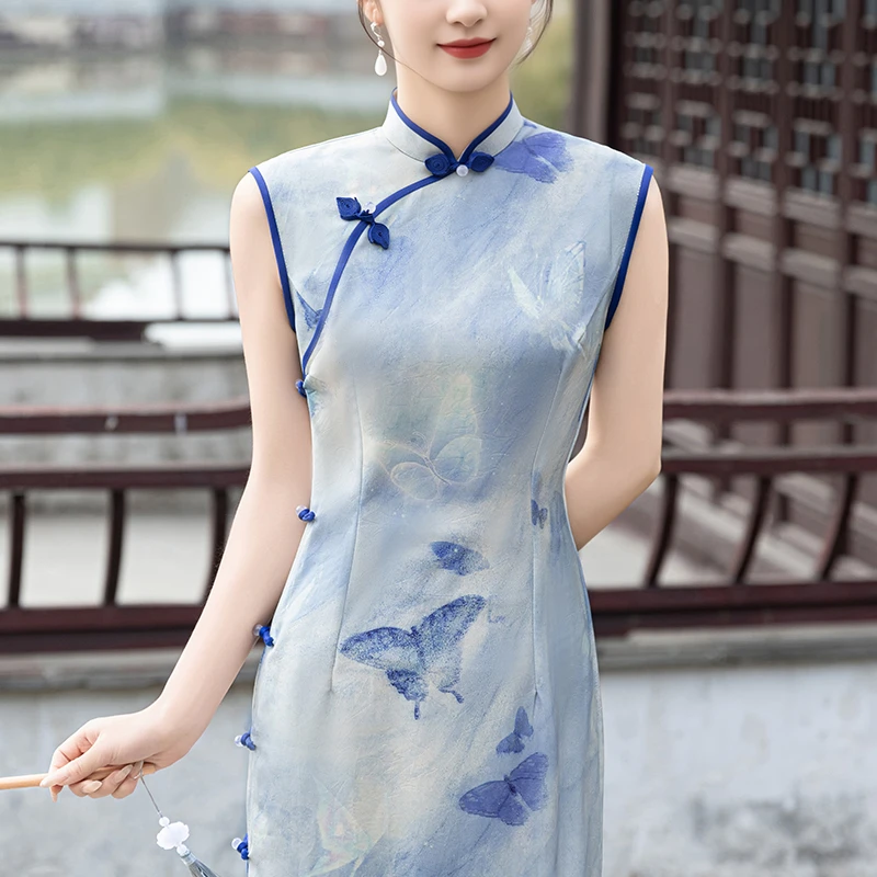 新中式旗袍2025夏季老上海素雅国风复古礼服改良日常可穿新款裙子
