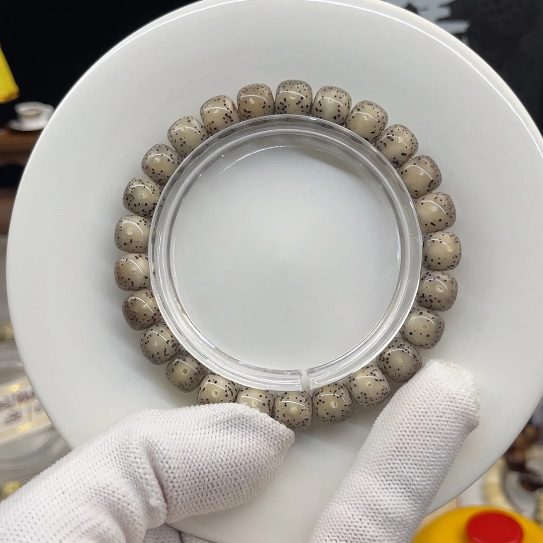 J***n手串星月菩提石玉灰冰9×8黄金瞳高抛正月