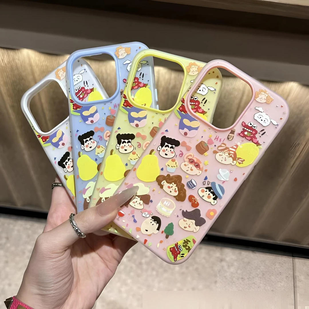 可爱小新一家适用苹果17/15/14/13promax手机壳12/11防摔