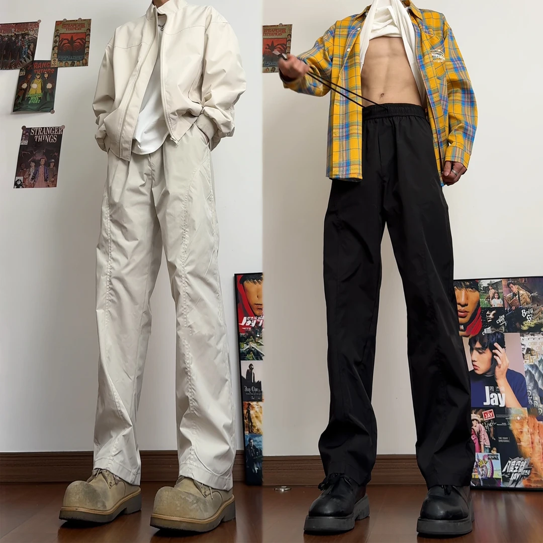 美式弯刀软壳冲锋裤男春秋潮牌cleanfit裤子防水直筒裤登山工装裤