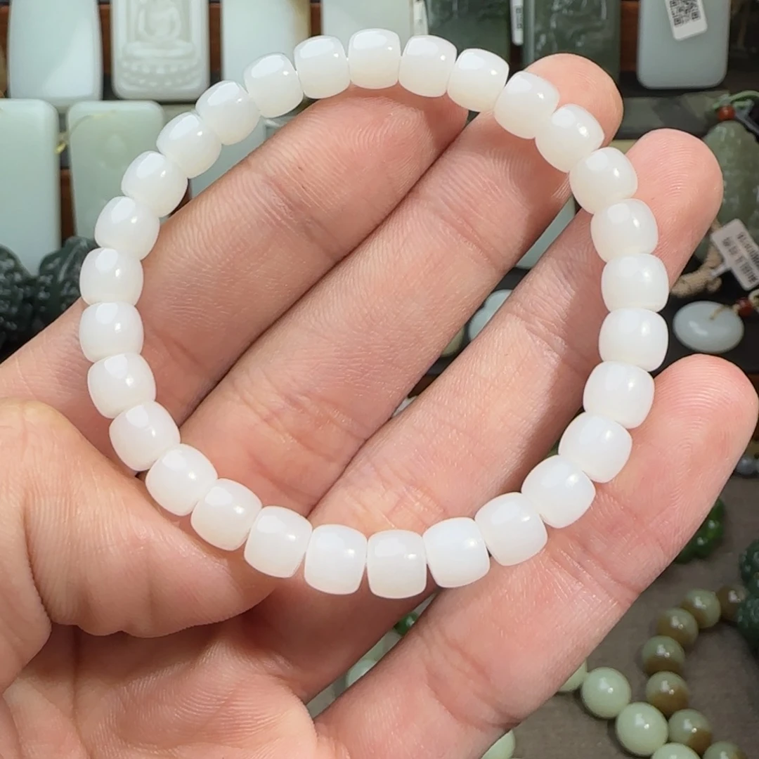 和田玉手串未镶嵌亮****8