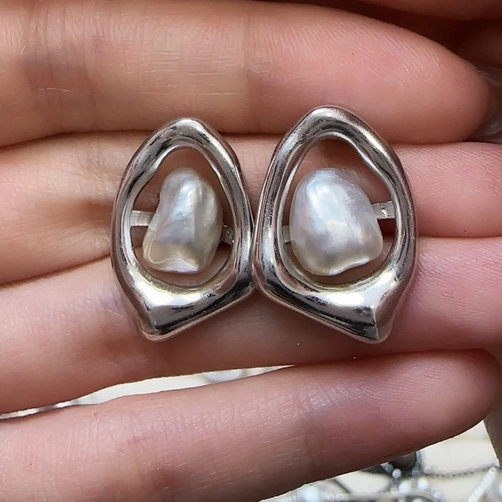 银S925镶嵌海水珍珠耳饰