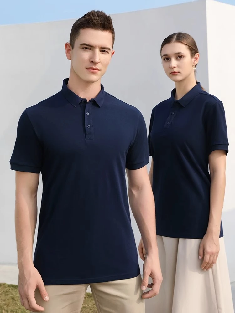纯棉polo衫定制印logo企业团队文化衫翻领T恤机构餐饮工作服刺绣