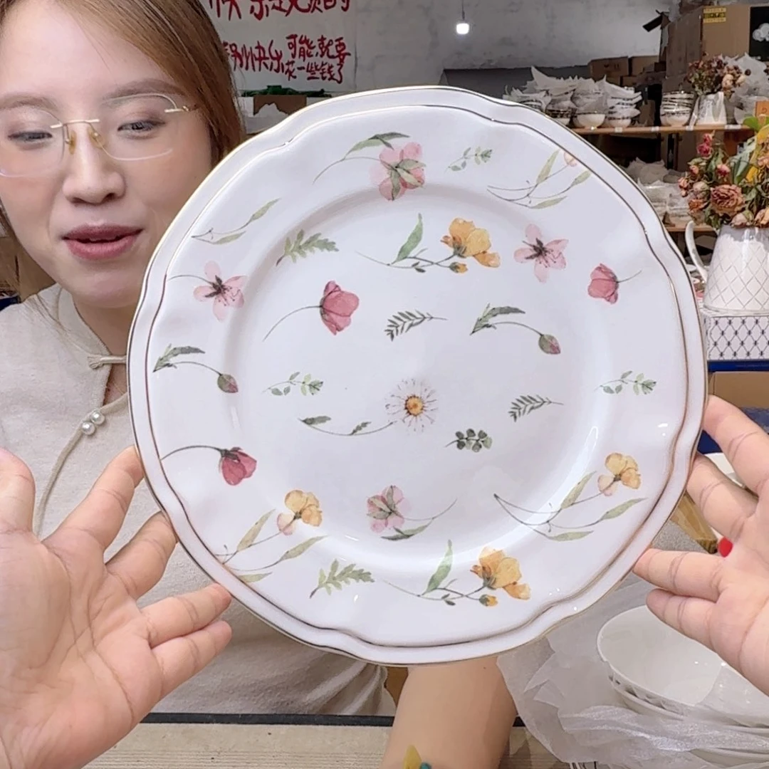 瓷10.5英寸平盘27厘米2个外贸骨瓷微瑕