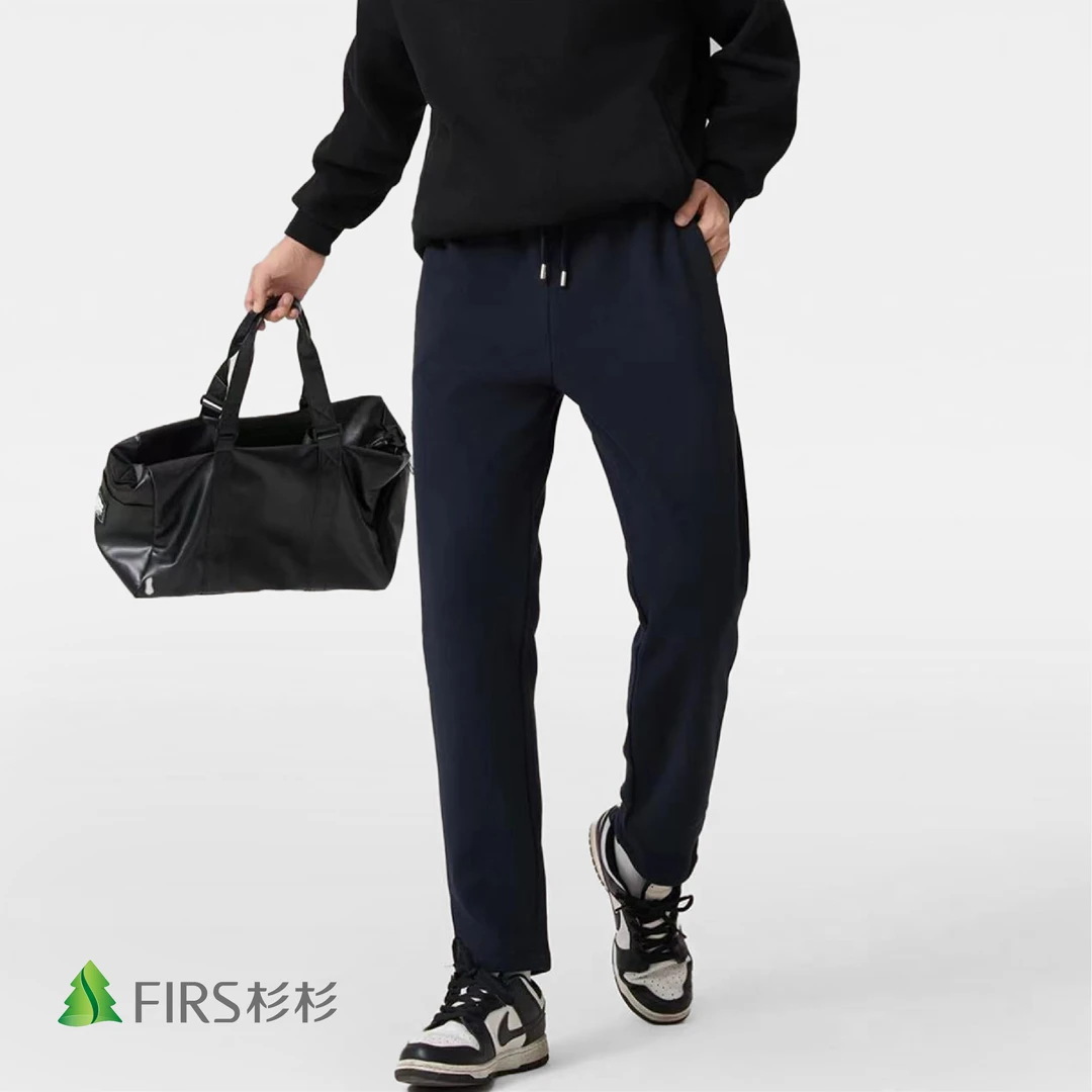 FIRS/杉杉桑蚕丝绵羊毛男士休闲裤宽松弹力秋冬直筒显高保暖卫裤