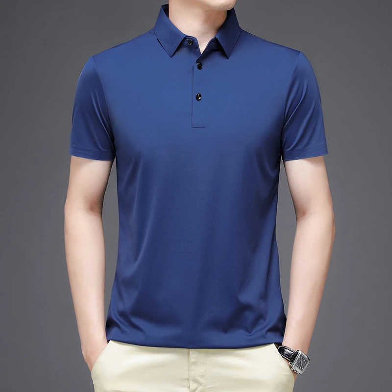 2025夏季百搭男士新款短袖T恤休闲时尚POLO衫短袖上衣纯色翻领