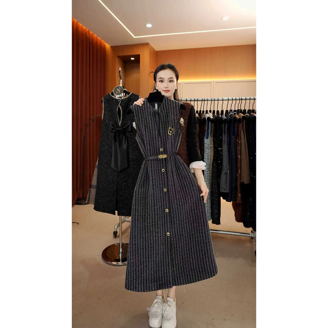 【宠粉价】小香风轻奢气质无袖设计连衣裙NH-WX132