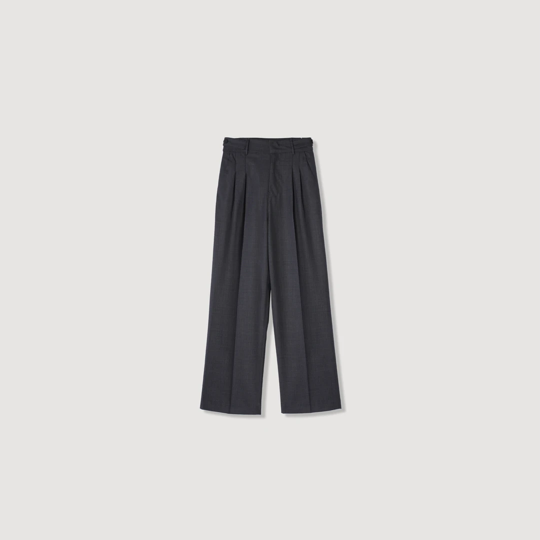 嵿奢面料精选羊毛混纺立体剪裁阔腿西装裤休闲通勤25D5009