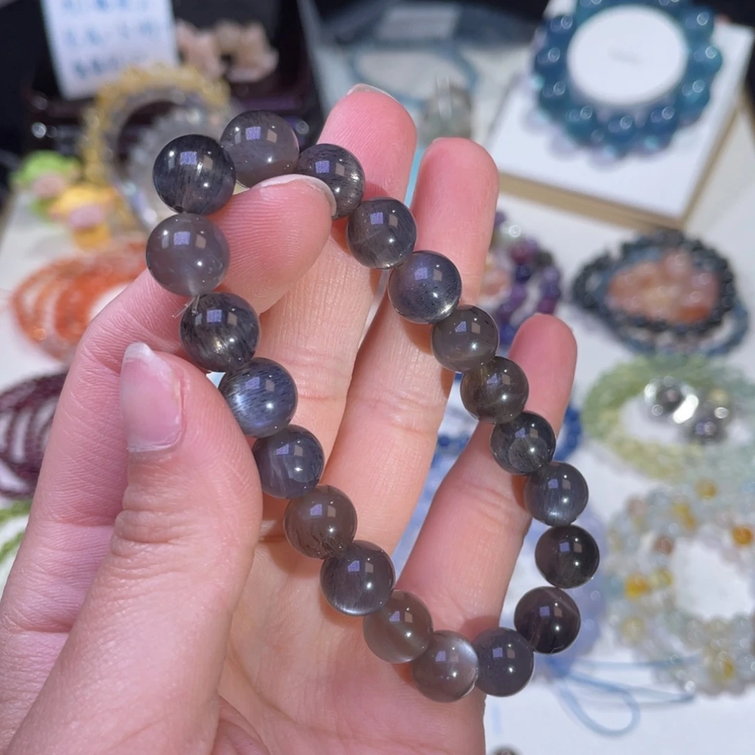 未镶嵌手链水晶强光黑骨干10mm