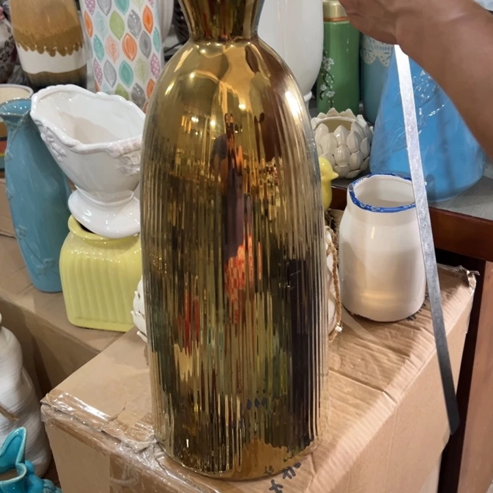 摆件花瓶陶瓷微瑕捡漏高46口8公分摩擦