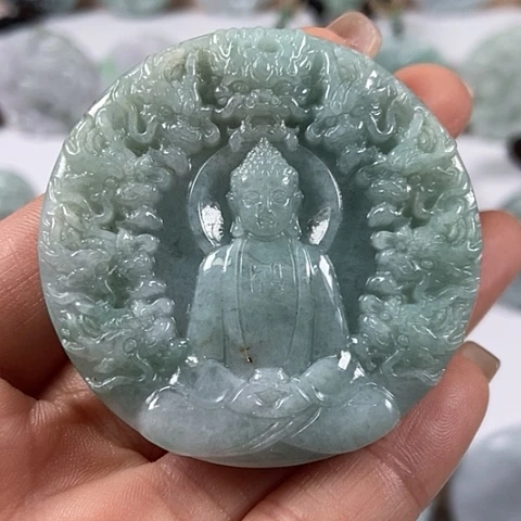 翡翠颈饰未镶嵌九龙大日如来福利