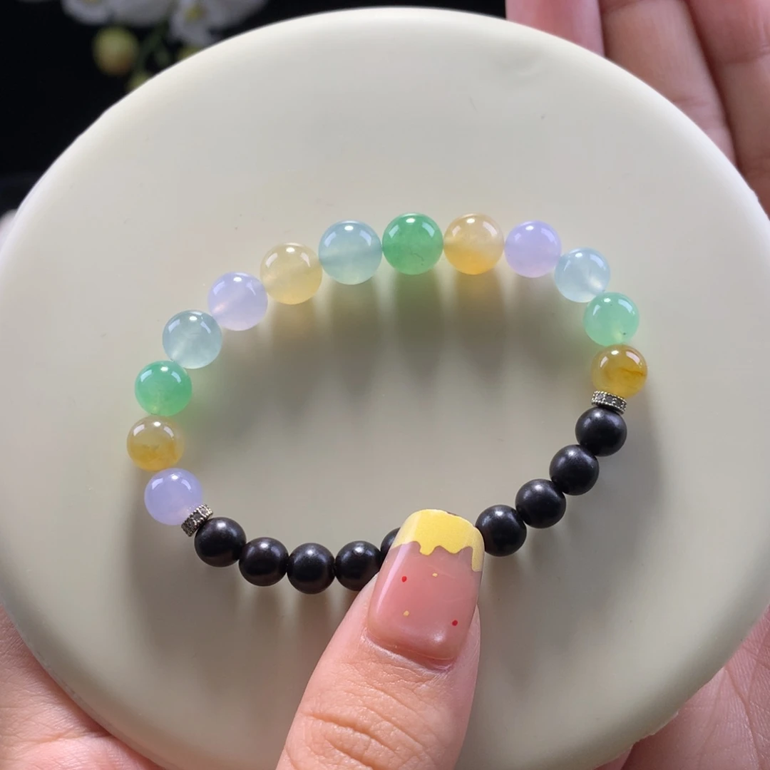 翡翠未镶嵌手串冰淇淋多宝