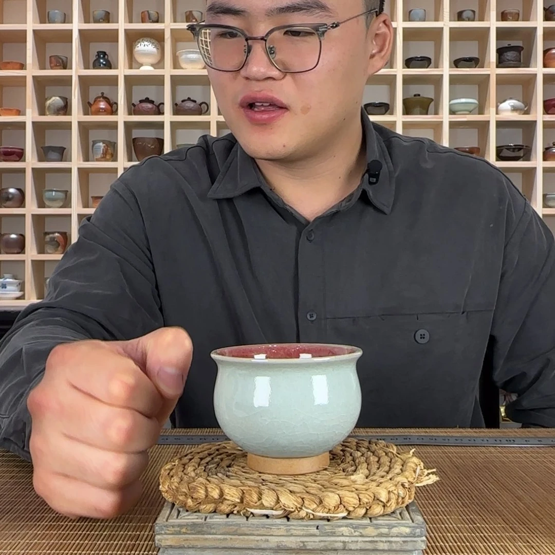 平阳窑手作钧青釉炉式杯