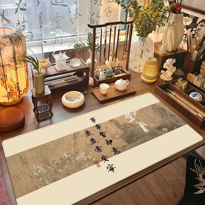 国风文案系列鼠标垫超大号锁边办公室桌垫电竞游戏垫电脑键盘手托