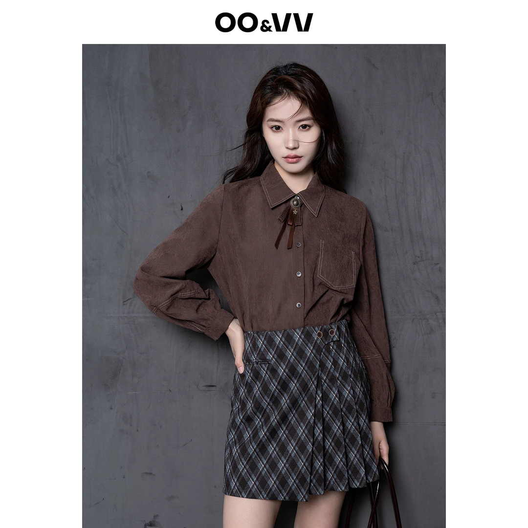 OO&VV秋新款高级感叠穿衬衫外套女2025气质通勤设计感内搭衬衣