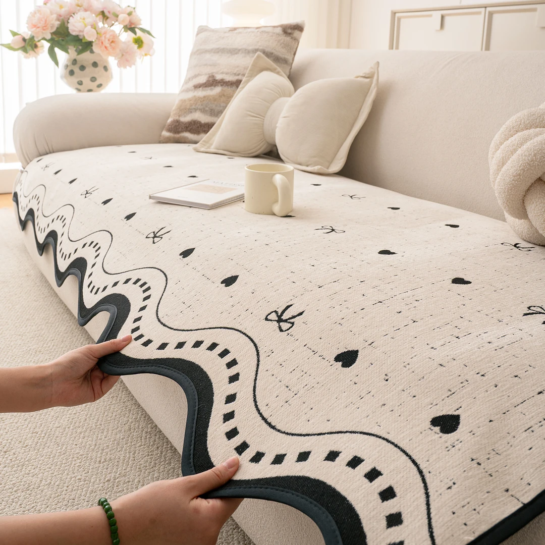 异形爱心蝴蝶结雪尼尔沙发垫