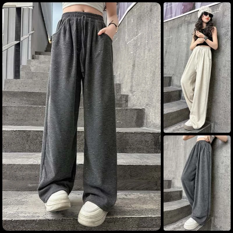 女童裤子秋季薄款星际糯米裤撒银2025中大童6-15岁百搭垂感阔腿裤